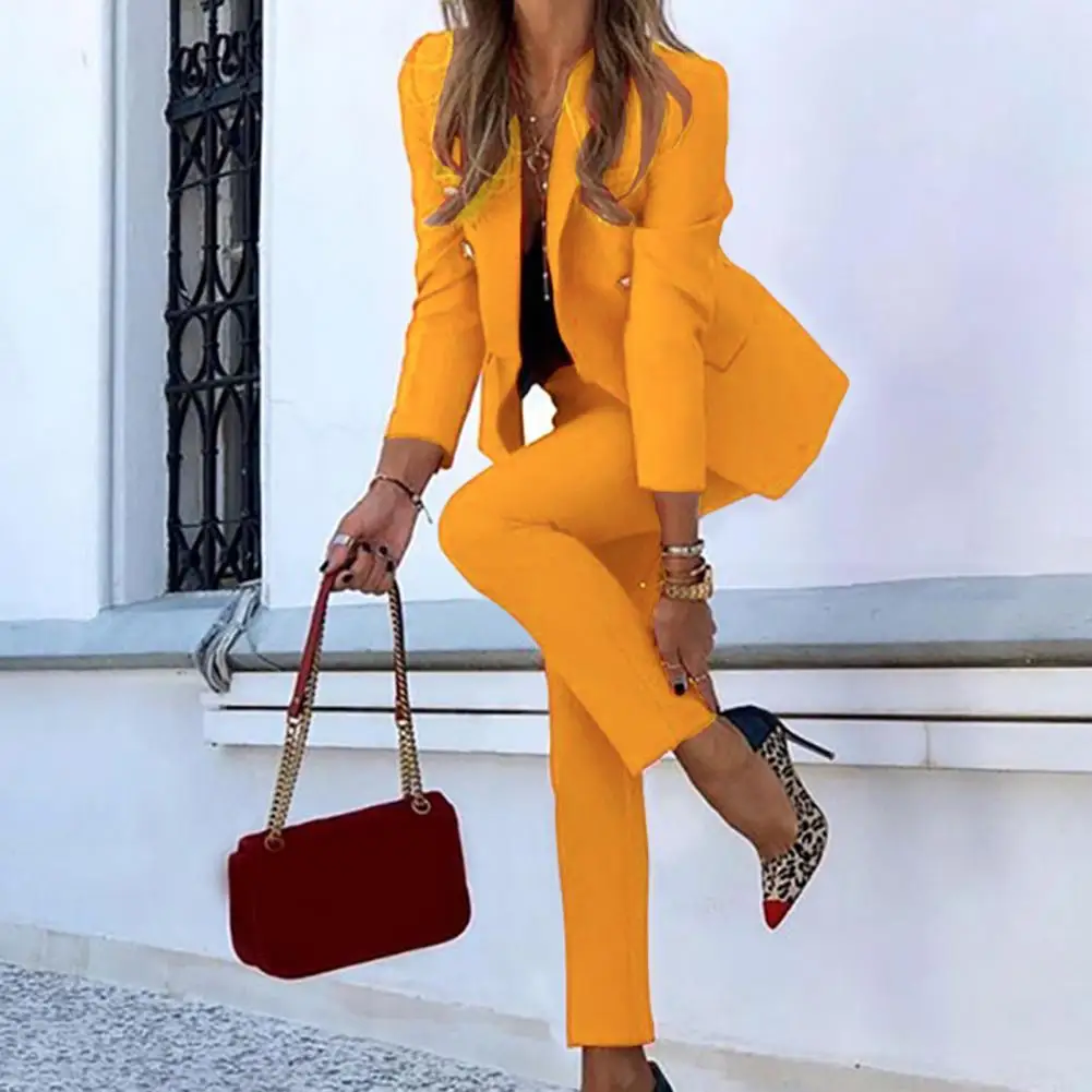 special occasion pant suits Plus Size Office Ladies Blue Pink 2 Two Piece Set Top and Pants Elegant Female Casual Business Matching Outfits Women Clothing special occasion pant suits