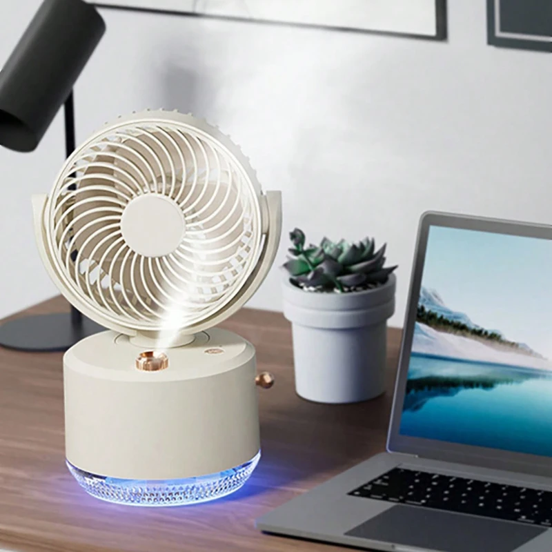 2-in-1 Desk Fan with Humidifier Ultra Quiet, USB Powered Personal Cooling Fan with Mist Mode for Office & Home