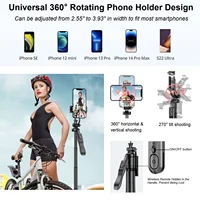 Selfie Stick Tripod Stand with Remote 60" Extendable Travel Phone Tripod for iPhone Android Camera 360° Rotation Video Recording - Image 6
