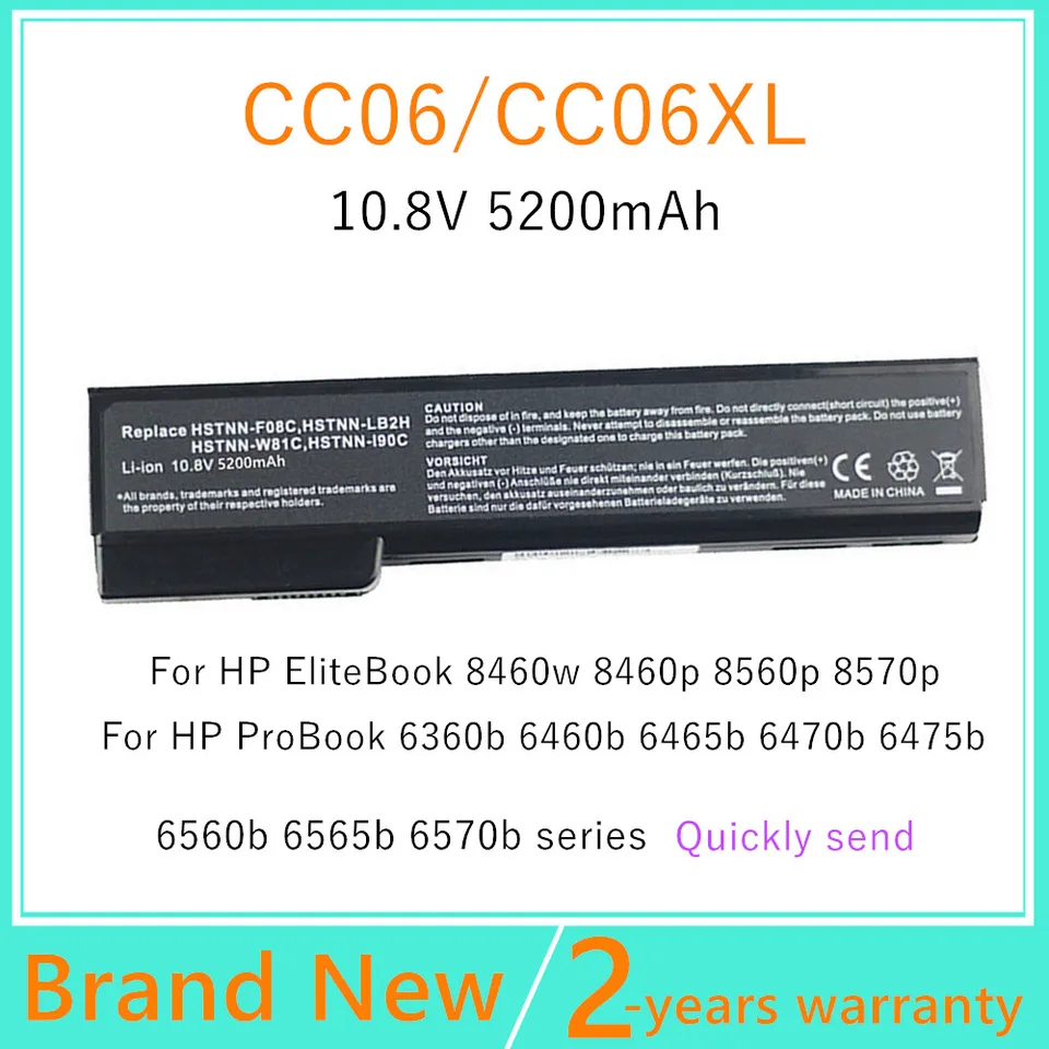 NinjaBatt Battery for HP 8470P 8460P 6470B 6460B 6570B 6560B 628670-001 6475B CC06 8560P 8570P CC06XL 628668-001 628666-001 6360B 8570P 460W 8 470W 6360T 6465B 6565B [6 Cells/4400mAh/48Wh