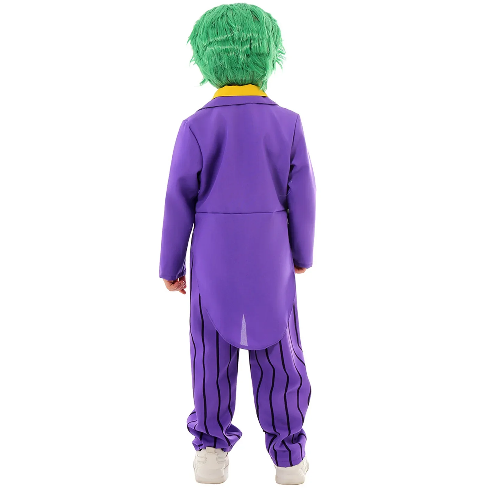 Halloween Joker Costume Green Wig Coat Bow Tie Pants Corsage For