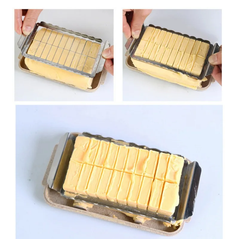 Container Storage Box Butter Slicer Cutter Box with Transparent Lid Food Grade Counter Top Butter Kitchen Accessories