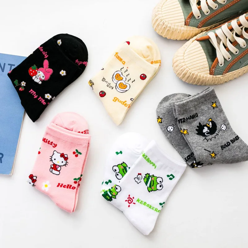 

Sanrio Ladies Socks Hellokitty Kawaii Cartoon Cotton Socks Midtube Women's Socks Mymelody Cute Stockings