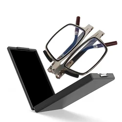 Compact and Lightweight Foldable Reading Glasses with Clear Lenses - +350 (Silver)