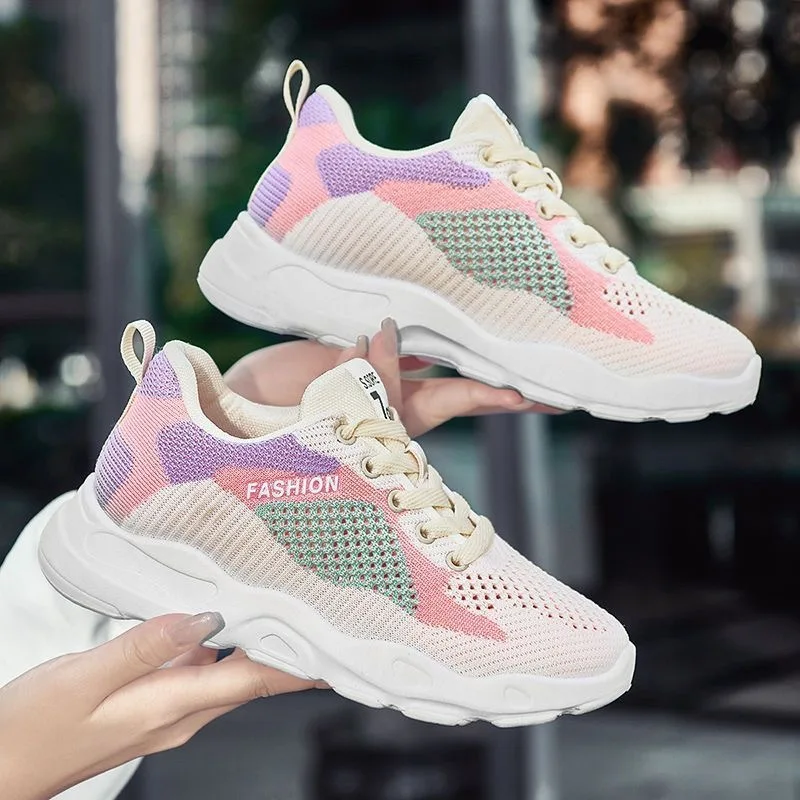 Women Spring Fashion Running Shoes Girls Breathable Soft Casual Sneakers Female Athletic Basket Sports Mesh Shoes Size 36-40
