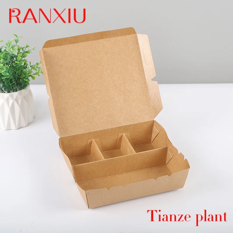 Custom Biodegradable Logo Printing Compostable Take Away Lunch Paper Box Pla Coating For Fast Food Packaging 300pcs Per Carton