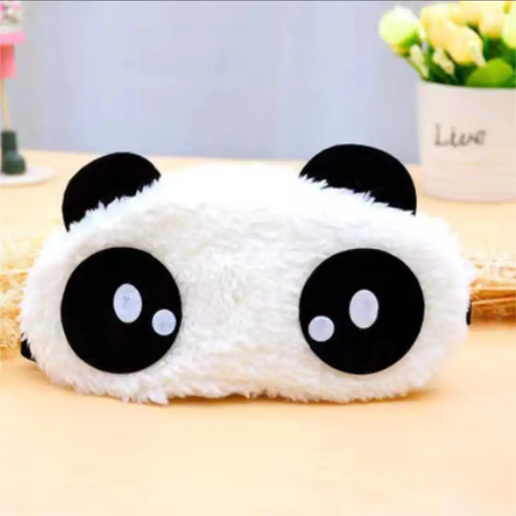 Cartoon Cute Girl Student Eye Mask Panda Eye Mask Plush Fabric Individual Packaging Home Travel Comfortable Sleep 3
