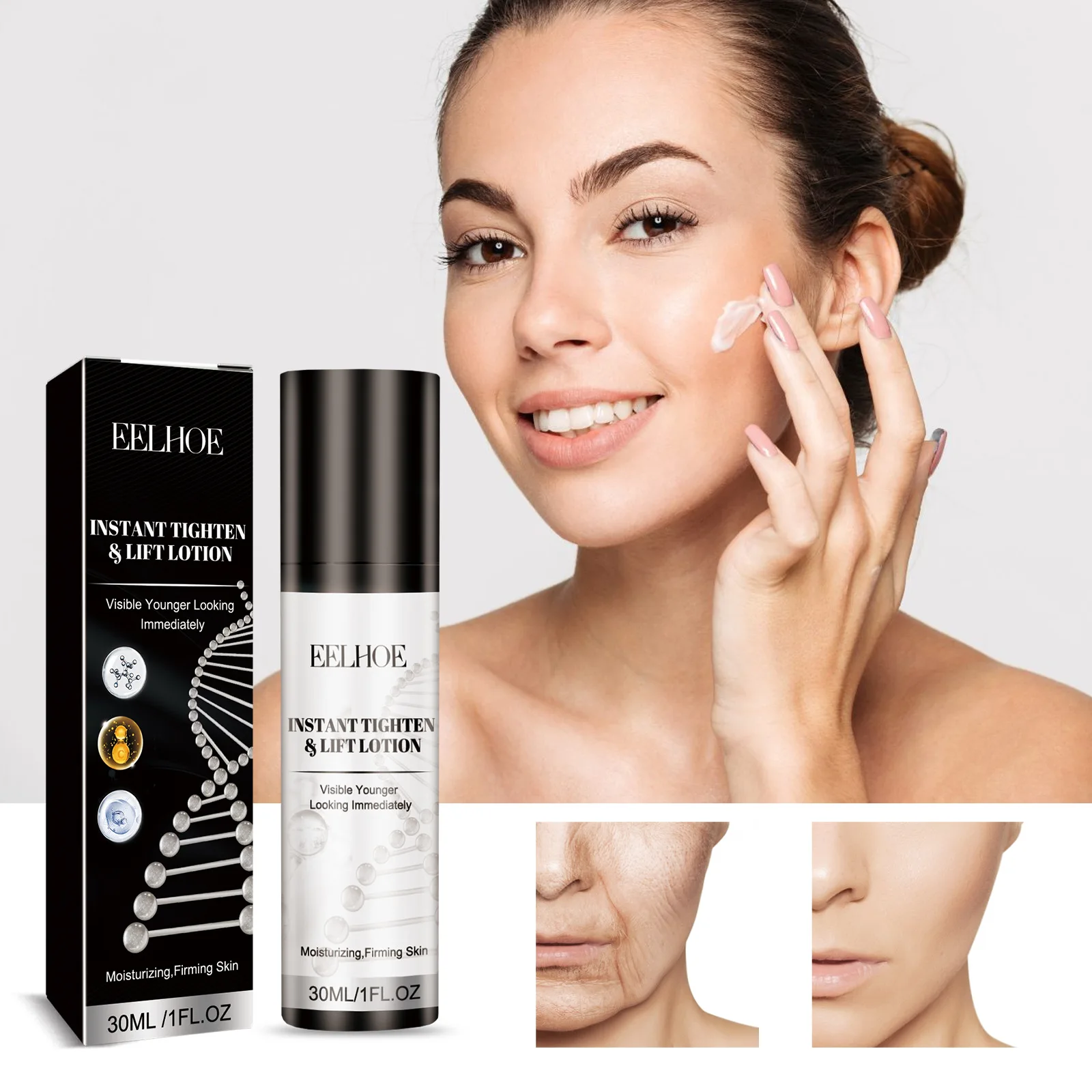 Instant facial firming and lifting lotion deeply moisturizes and plumps skin shrinks pores reduces wrinkles facial firming lotion