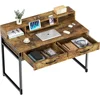 47" Home Office Desk With Monitor Shelf Gaming  Work Desk Study Desk for Bedroom Computer Table Rustic Brown Furniture 1
