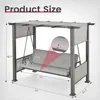 2 in 1 Design Porch Swing with Canopy,  Adjustable Curtains, Outdoor Patio Swing Chair for Garden, 3-Seat Patio Swing Bed 5