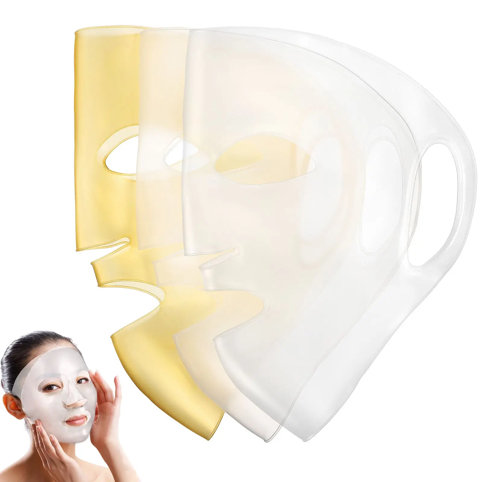 

3Pcs Silicone Face Mask Covers Reusable Nourishing Skin Mask Covers AntiEvaporation Face Moisturizing Beauty skin care suuplies