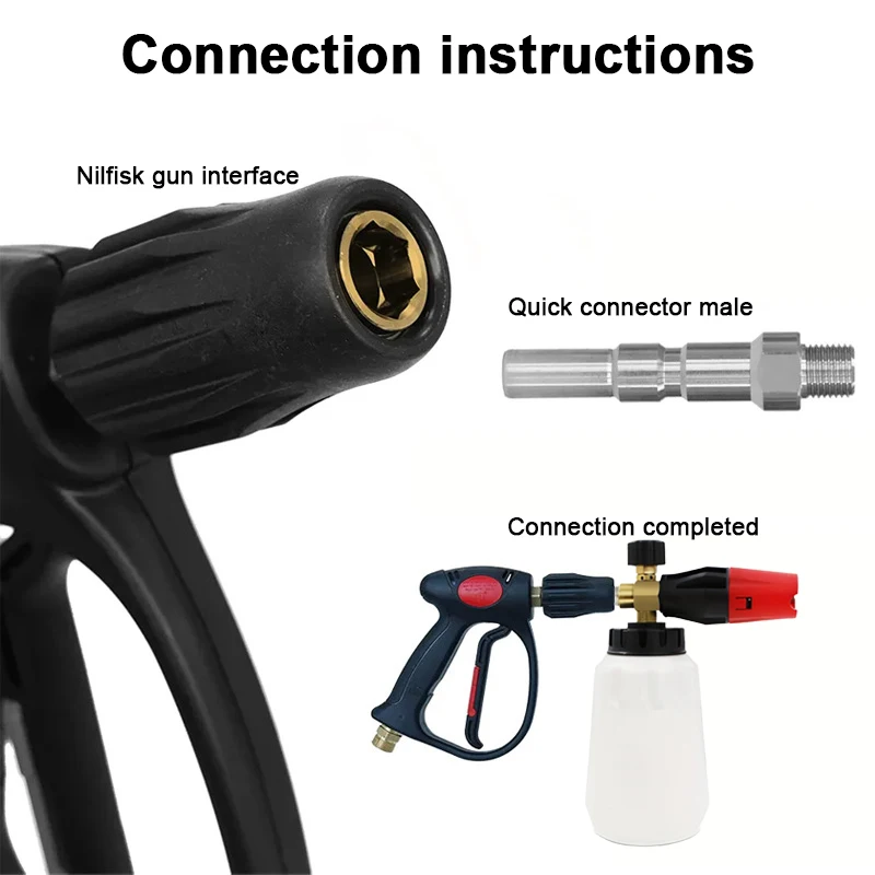 3800PSI Foam Cannon for Nilfisk KEW, G1/4 Thread Connect Adjustable Snow Foam Sprayer for Car Detailing & Commercial Cleaning 3