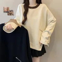 Loose Fit Oversized Hoodie Long Sleeve round Neck Casual Top Autumn Winter New Arrival Asymmetrical Design Comfortable Cotton...