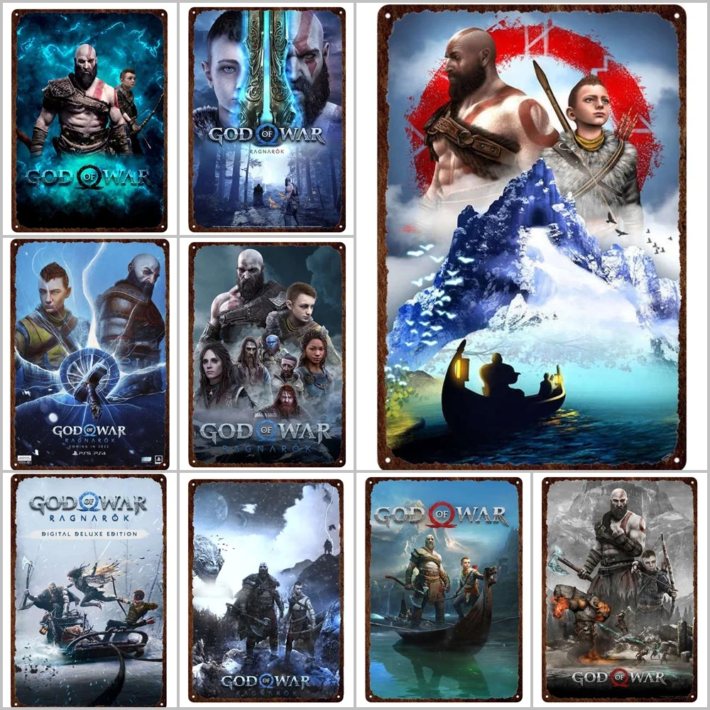 2022 God Of War Ragnarok Inspired Metal Print Plates Classic Game Video Tin Sign Poster Pub Bar Sign Metal Wall Decor Placche