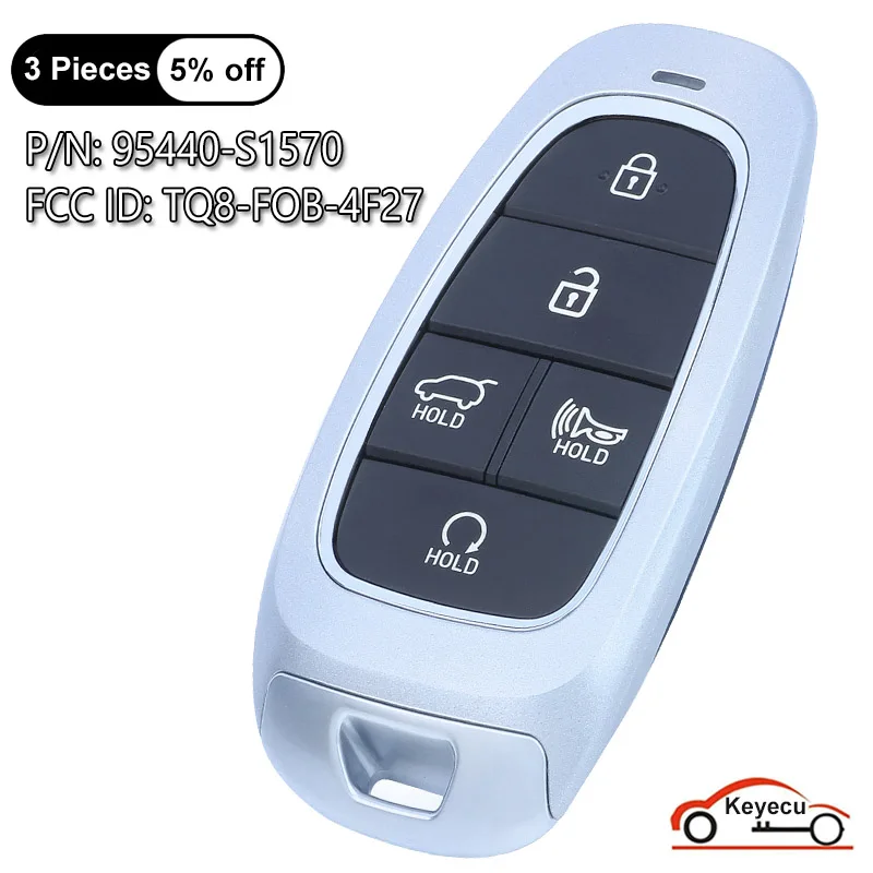 

KEYECU 5 кнопок 433 МГц ID47 чип для Hyundai Santa Fe 2021 2022 Автоматический Смарт-Брелок дистанционного управления 95440-S1570 / 95440-S1530