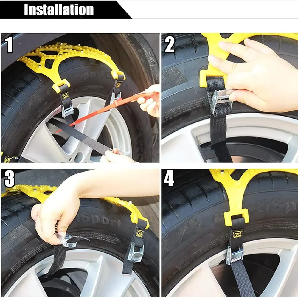Car Snow Tire Chains Mud Tyre Wheels Thick Anti-Skid Belt 3pcs For Car/SUV/Truck Portable Easy to Mount Emergency Traction Car