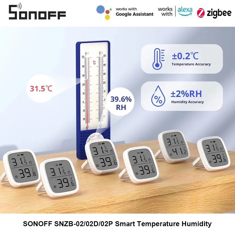 

SONOFF SNZB-02/02D/02P Temperature Humidity Sensor Zigbee Monitor Smart Home Automation Kits Support EWeLink Alexa Google IFTTT