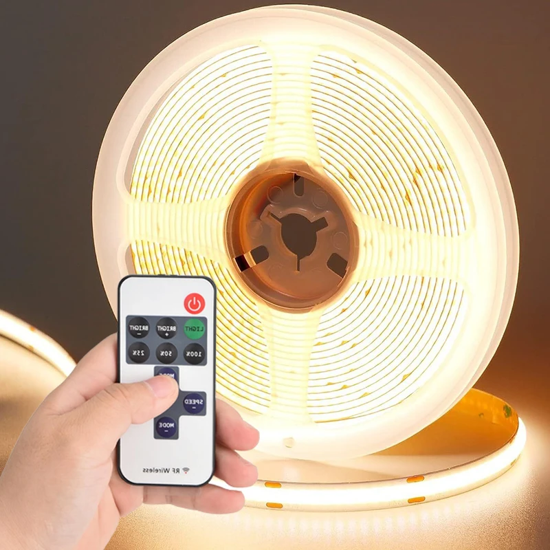 디밍 가능 FCOB LED 스트립 5V USB RF 리모컨 포함, 캐비닛/침실용..