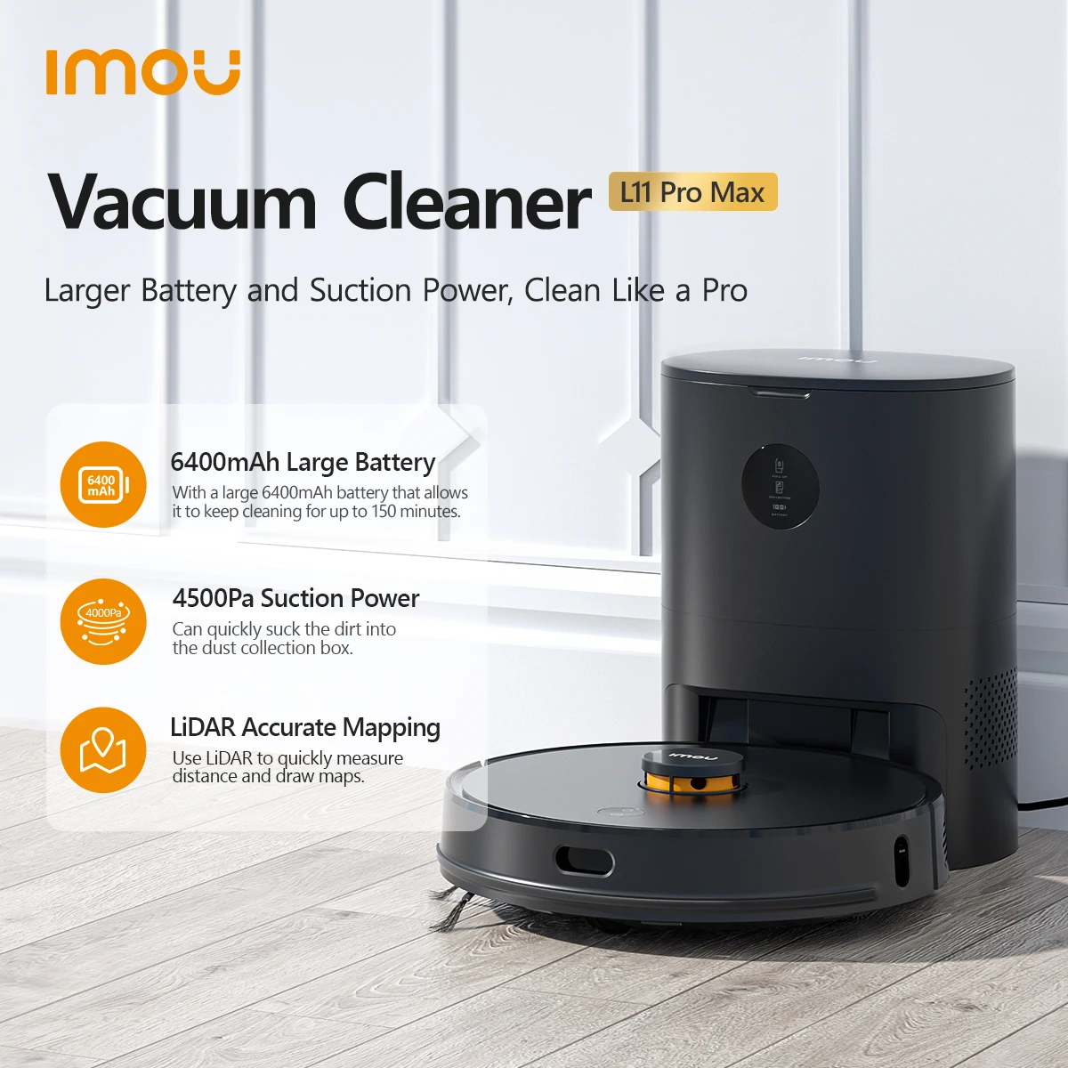 

IMOU Robot Vacuum Cleaner L11 Pro Max Smart Home Appliance Mop&Sweeper Self-empty 3 in 1 Cleaning Machine