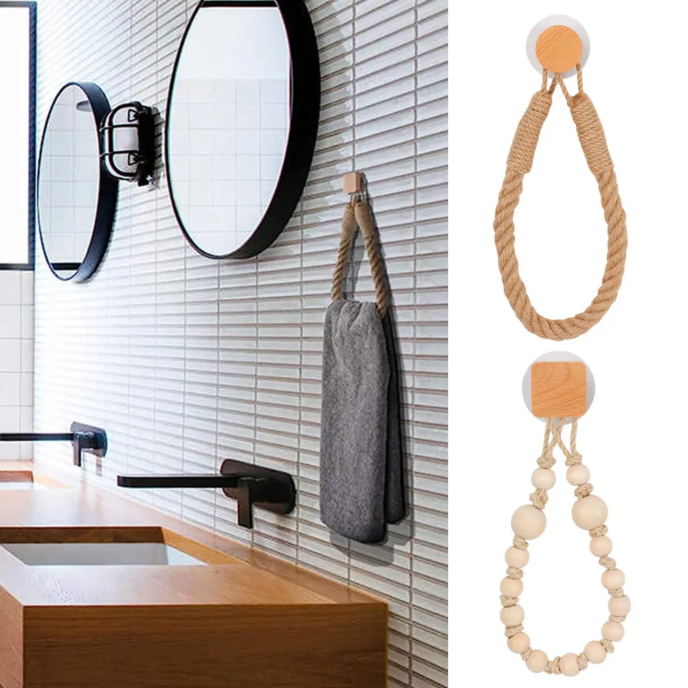 Vintage Towel Hanging Rope Toilet Paper Holder Home Hotel Bathroom Decoration Storage Rack Suction Cup Wall Mounted Movable