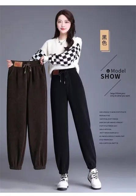 Women Winter Pants 2023 New Thicken Warm Plush Straight Trousers Fashion  Korean Loose Casual Chenille Harlan Leggings Pantalons - AliExpress