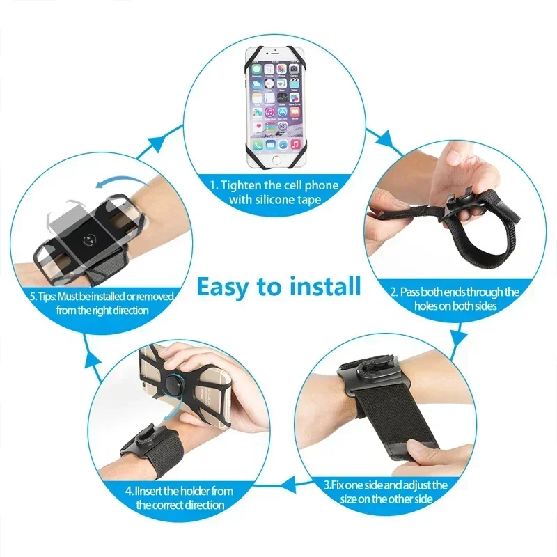 Phone Armband Mobile Phone Armband Phone Arm Band Sports Arm Bag Fitness Arm Bag 360&deg; Removable Armbands Detachable Phone Holder Motorcycle Outdoor Sports Bike Cycling Armband Running Wristband