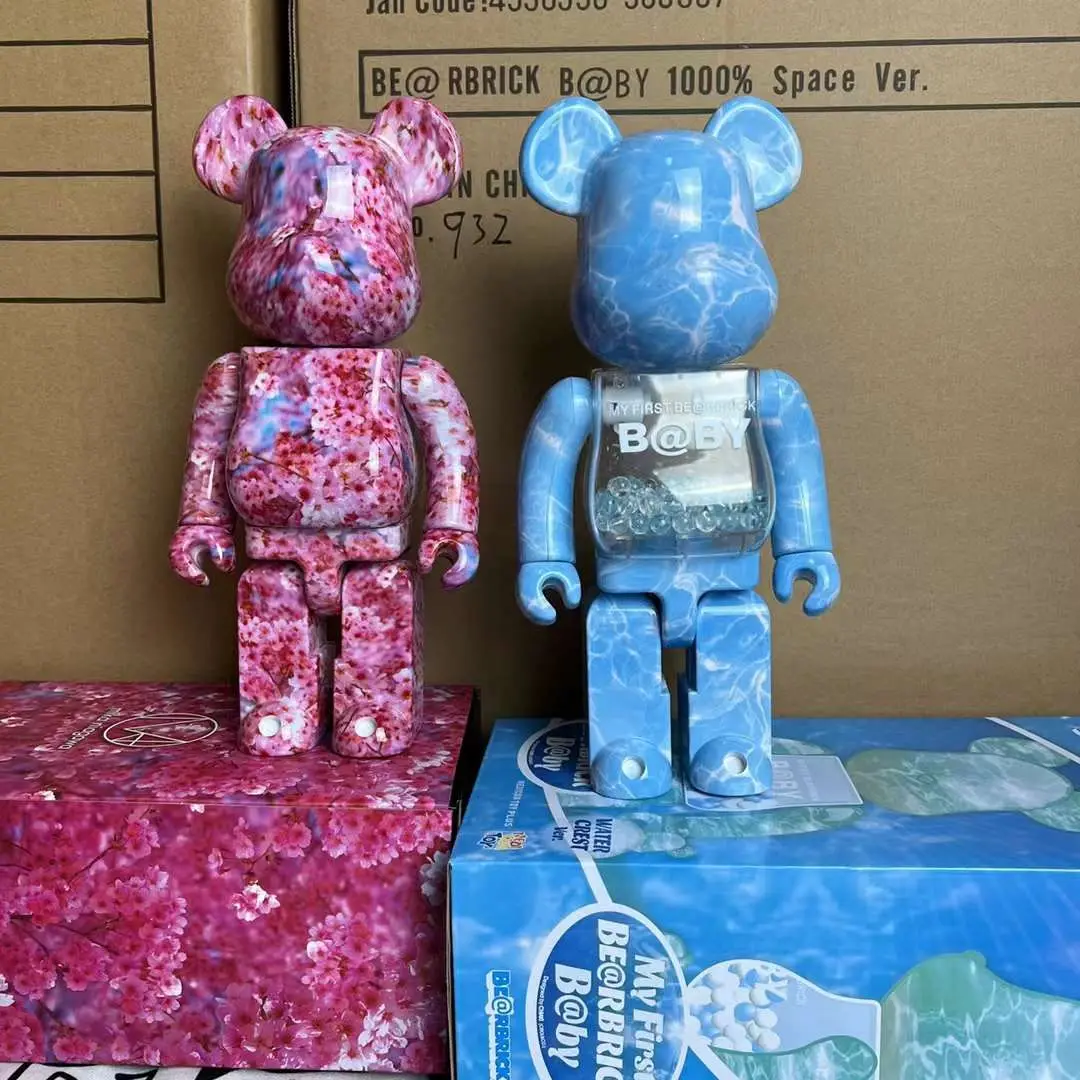 

Bearbrick 400% 28cm Mika Ninagawa Cherry Blossoms and Water Ripples Valentine's Day Gift Figure BE@RBRICK ABS plastic teddy bear