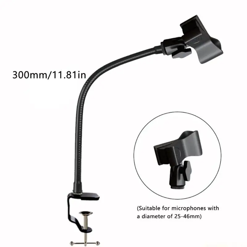 결혼식 이벤트를위한 유연한 구즈넥 암 클램프베이스를 갖춘 음악가 가수를위한 F62C 조정 가능한 마이크 스탠드