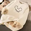 Print Hoodies Casual Cartoon O Neck Velvet Cashmere Soft Warm Sportwear Sweatshirt Female Fleece Ladies Streetwear Tops Clothes 1