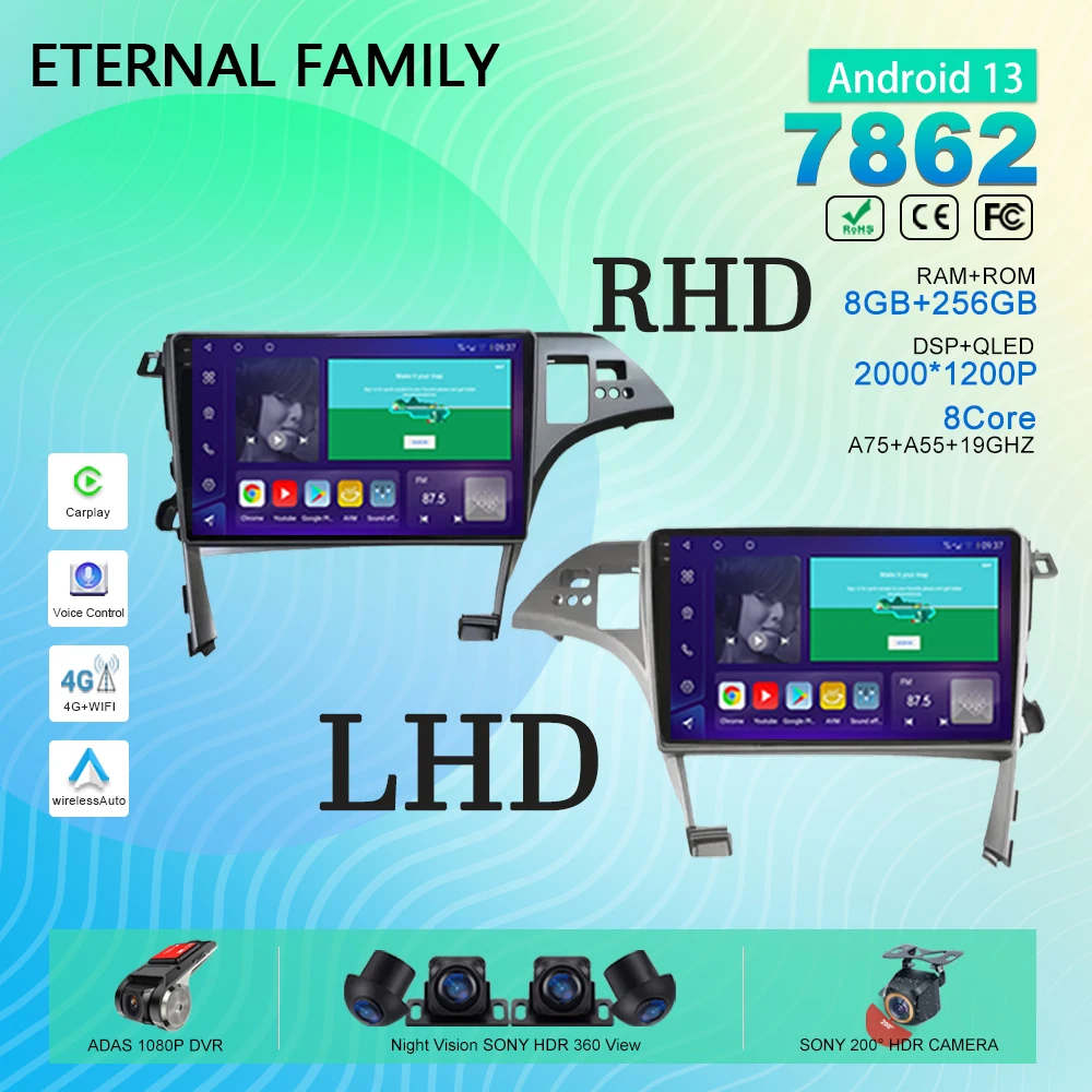 

Android 13 для Toyota Prius 3 XW30 2009 - 2015 RHD LHD Автомагнитола видеоплеер мультимедийная навигация автоплеер 2DIN DVD BT