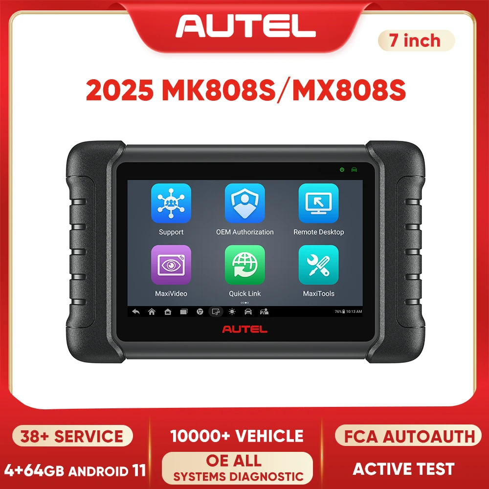 Autel MaxiCheck MX808S OBD2 Scanner Bi-directional Control Scan Tool, 28+ Services, All System Diagnostic Same as MK808S