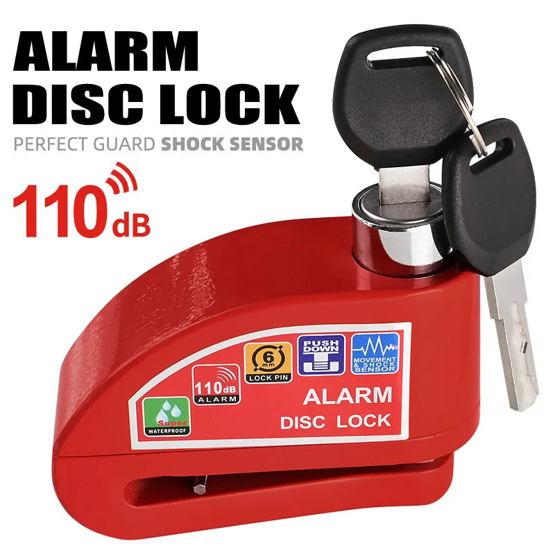 2024 Universal Bicycle Motorcycle Disc Brake Lock Alarm Disc Brake Lock Mountain Bike Anti-theft Lock with Rope tablet stand with lock anti theft food universal metal countertop mall checkout display