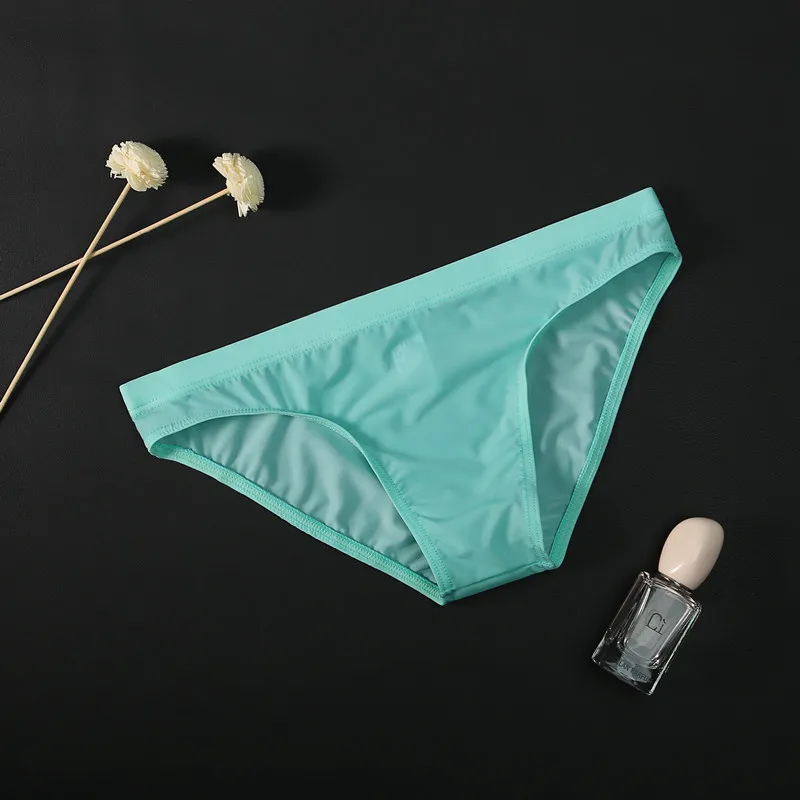 

L~3XL 6colors Men's Sexy Low Waist Ice Silk Translucent Bikini Skinny Breathable Briefs Men's Thong And G-string