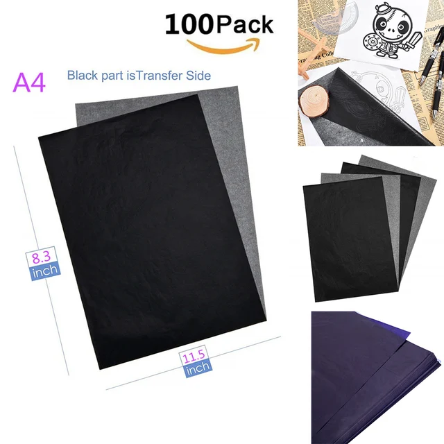 100pcs A4 Carbon Paper Paintings Tracing Copy Carbon Paper DIY Graphite Transfer Tracing Painting Sheets Black Blue School Tools
