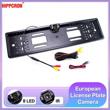 Hippcron Telecamera per targa per auto Vista posteriore Wireless Telaio per licenza europea UE Visione notturna impermeabile Telecamera per retromarcia 8 LED