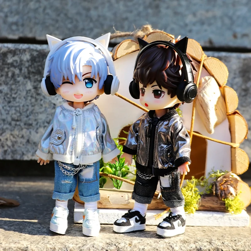 OB11 Baby Accessories Clothes for Baby Laser Bar Sets T-Shirts Jackets and Jeans Furniture for Dolls 1/12 Cool Anime Toys - 3