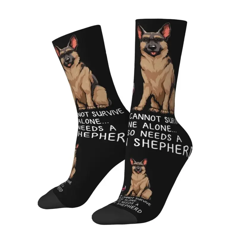 

Wine And German Shepherd Dog Dress Socks Men's Women's Warm Funny Novelty Funny Puppy Crew Socks