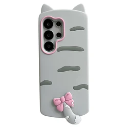 3D Cat Silicone Cartoon Protective Phone Case - Galaxy A16 - 5G (Gray)