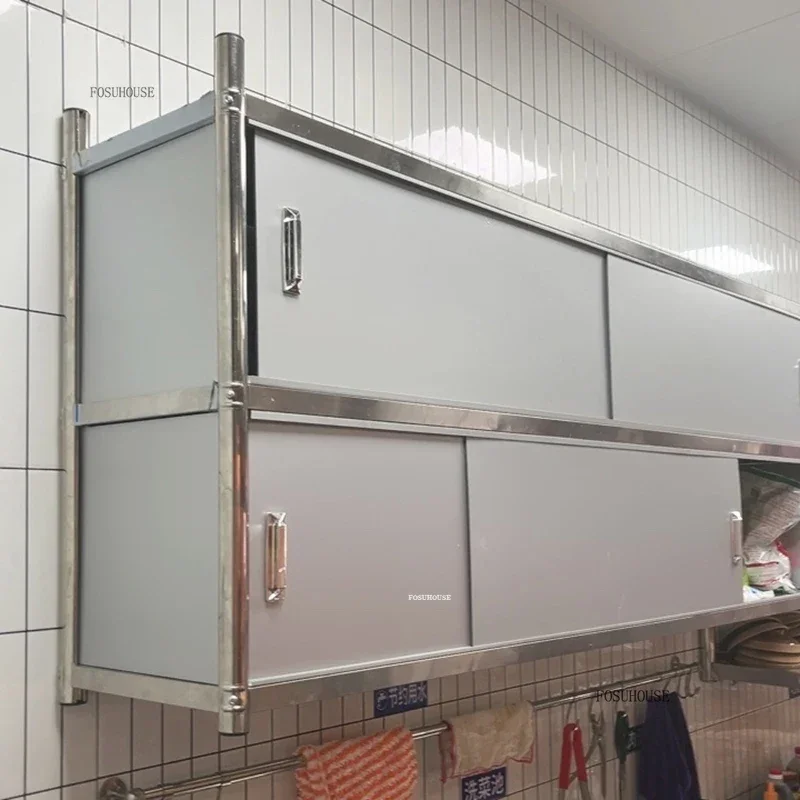 Modern Stainless Steel Kitchen Cabinets Wall-mounted Storage Cabinets Minimalist Multi-functional Home Hanging Kitchen Cabinet 5