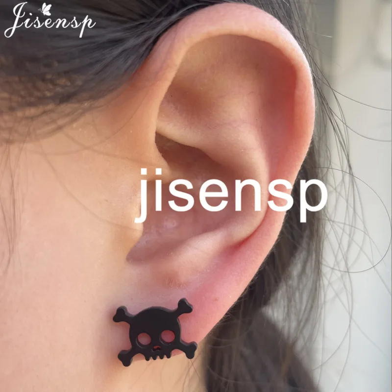 Koreanischen Stil Stern Mond Ohr Studs für Mädchen Minimalistischen Katze Puzzle Blatt Dinosaurier Ohrringe Schwarz Edelstahl Schmuck Ohrringe – Detail 18