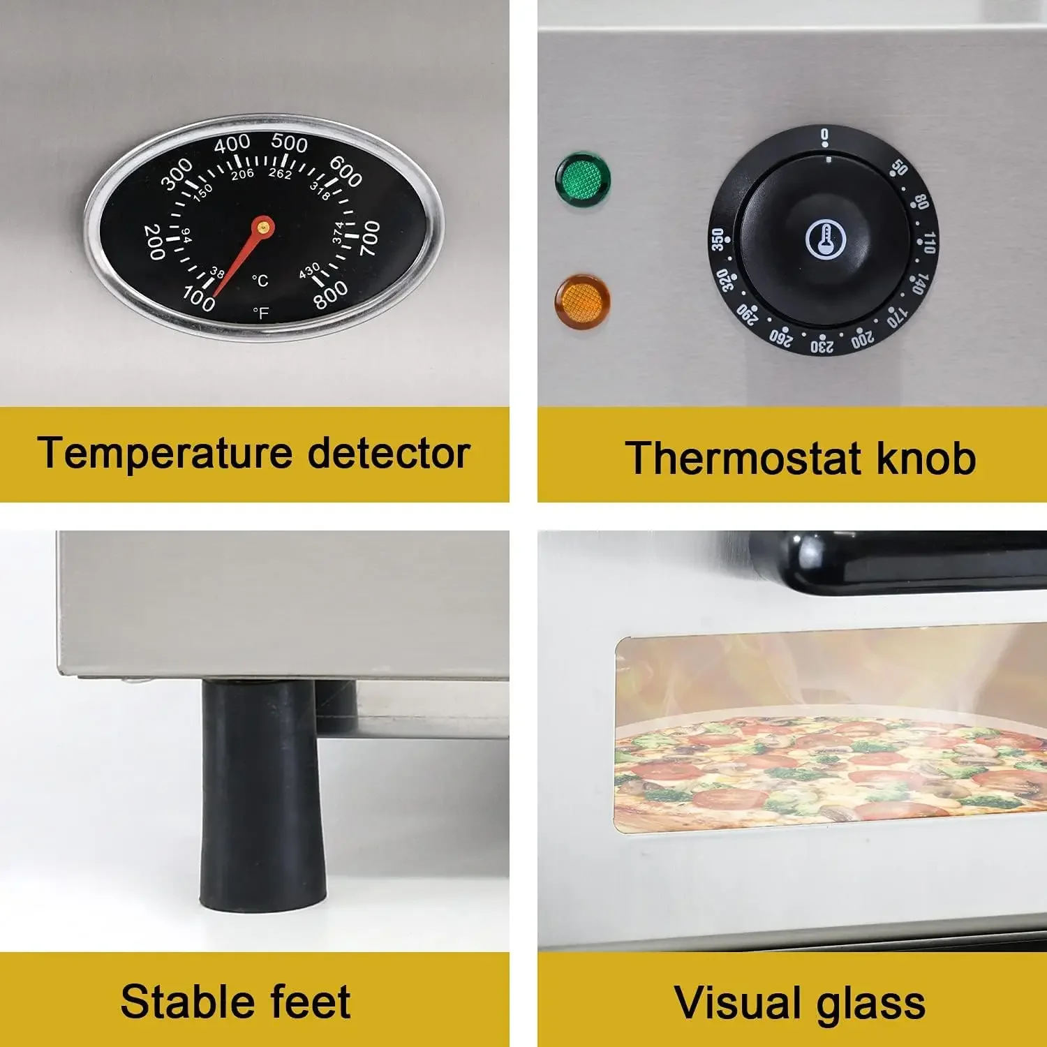 Countertop Stainless Steel Maker with 12 inch Round Pizza Stone Portable Solo Stove Pizza Ovens Suitab