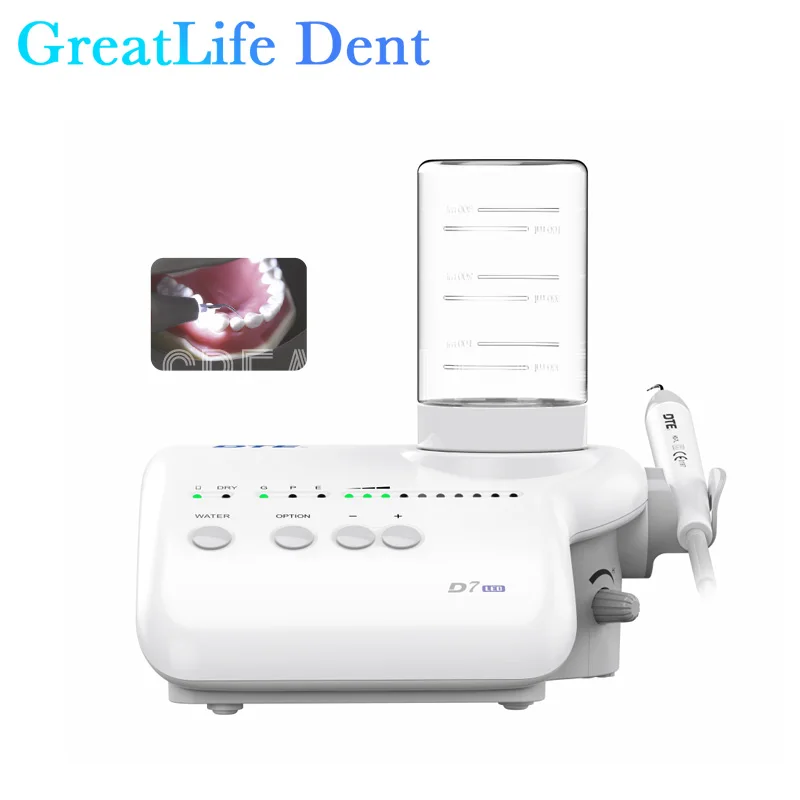 

GreatLife Dent DTE D7 LED Dental Ultrasonic Piezo Scaler Portable Teeth Whitening Cleaning Dental Ultrasonic Scaler
