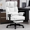 Big and Tall Office Chair 500lbs Wide Seat Executive Office Desk Chair High-Back Office Task Chair with Foot Rest(White)