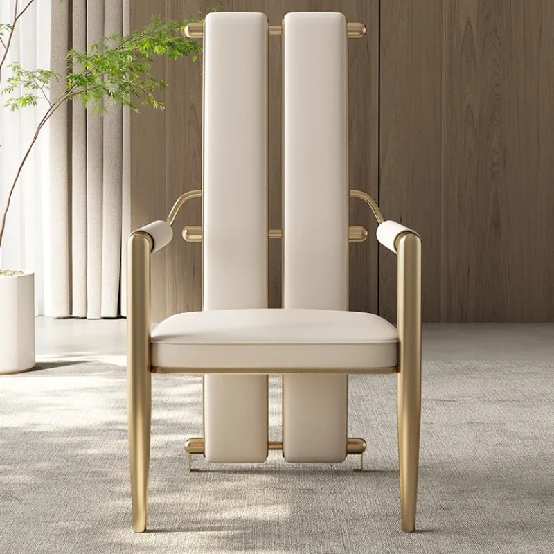 

Dining table and chairs, high backrest chairs, light luxury, high-end stainless steel, minimalist master chair, designer style