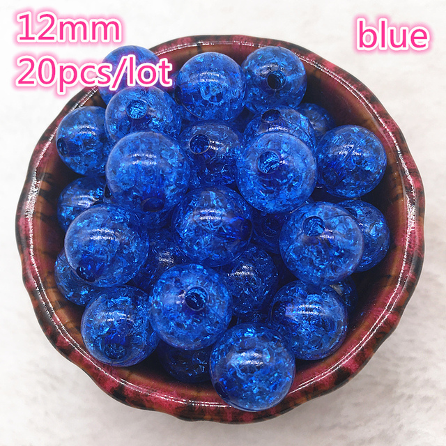 12mm Multicolor Round Acrylic Crackle Bead Loose Spacer Beads For Necklaces Bracelets Jewelry Making