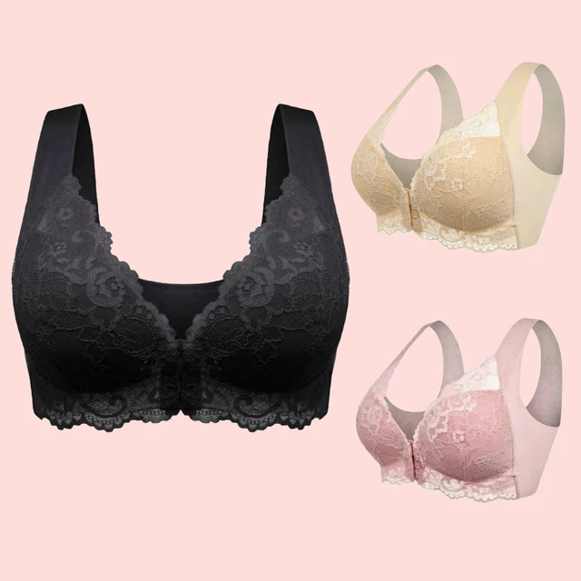 Front Closure Wireless Bra for Women - Black / 4XL / China