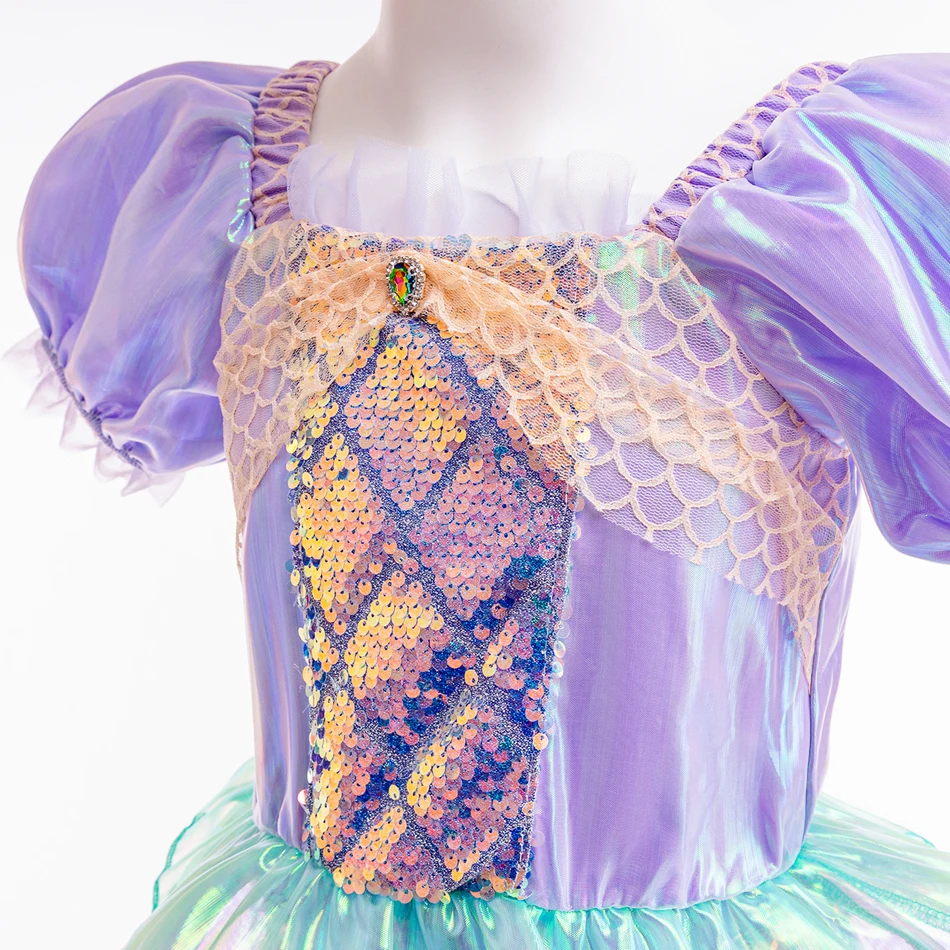 Prium Day Little Girl Mermaid Cosplay Dress Sequins 2pcs Fancy Kid Birthday Party Princess Costume Holiday Party Tail Outfit 18M