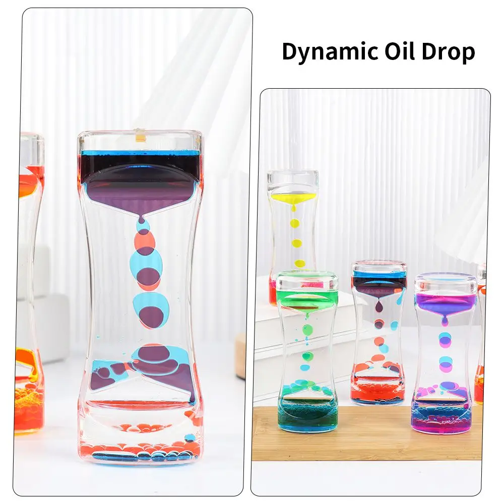 Dynamic Oil Drop Double Color Home Decor Liquid Timer Ornaments Oil Leak Hourglass Hourglasses liquid hourglass timer
