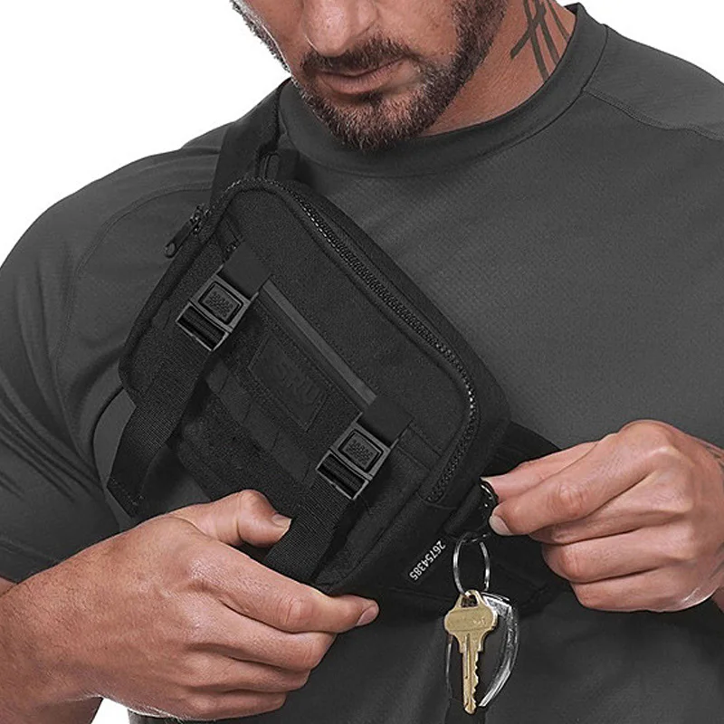 

Outdoors Streetwear Mens Hip Hop Sports Chest Bags Fashion Running Mini Messenger Bag Male Casual Multi-function Travel Pocket