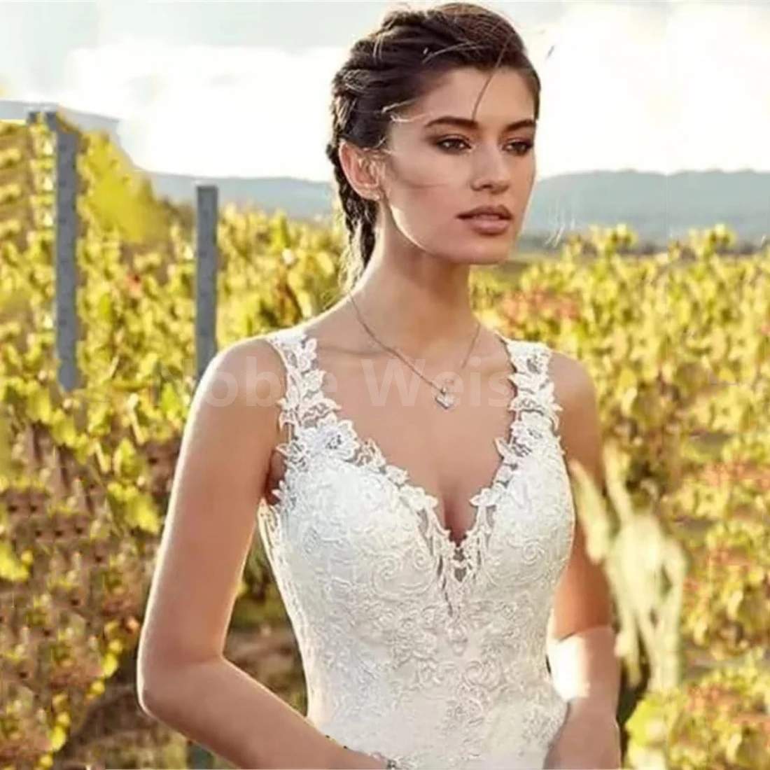 Mermaid Wedding Dress with Lace Applique and Sweep Train Bridal Gown Customized 3